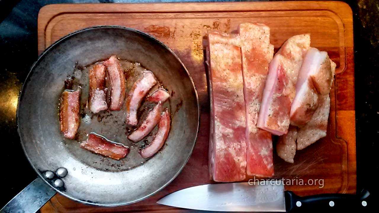 bacon artesanal frito