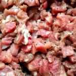 carne cortada pré-preparo do salame italiano