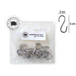 gancho S 3mm aço inox pendurar salame copa frigorífico açougue